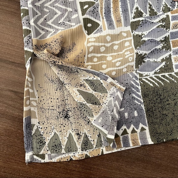 Vintage Boho Aztec Abstract Patterns Button Down Blouse Shirt - Picture 6 of 10